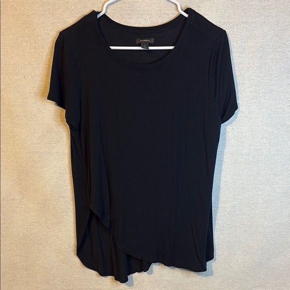 Halogen Womens T-Shirt Top Small Black Rayon Spandex Short Sleeve Stretch Casual - Picture 1 of 5
